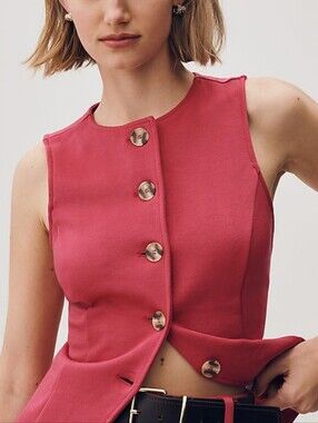 Anthropologie Maeve Vest *NWT * Large * Raspberry